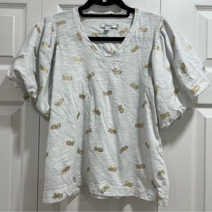 Chico’s Pineapple Flutter Sleeve Tee